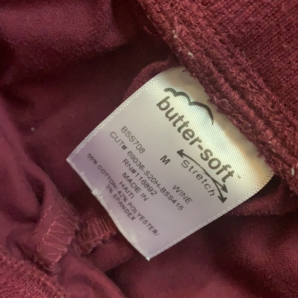 Butter Soft by Cherokee - Maroon Scrub top/jogger - Picture 4 of 4